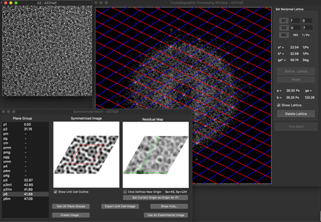 周期的な 2D の単位セルから対称化されたデータを使用した結晶学的画像処理